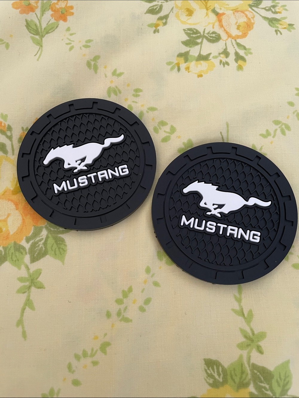 2 pack of silicone Mustang logo car coasters